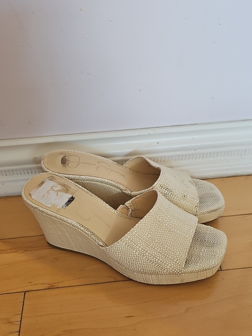 Jessica Simpson Cream Wedge Slide Sandals